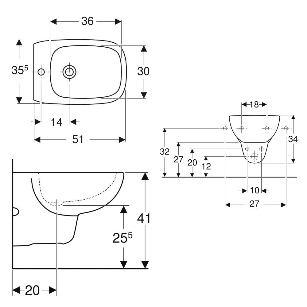 Sanitari sospesi wc+bidet +sedile soft close Geberit 'Fantasia 2' cm 51