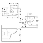 Sanitari sospesi wc senza brida+bidet +sedile soft close Geberit 'Fantasia' cm 51