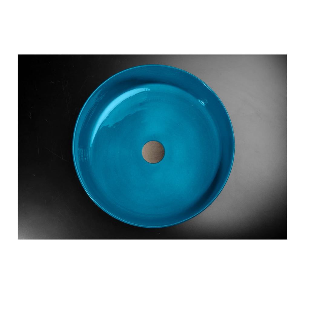 Lavandino da appoggio in argilla cm 42x16h serie Indextinta by Cipi - interno Blu Sardegna