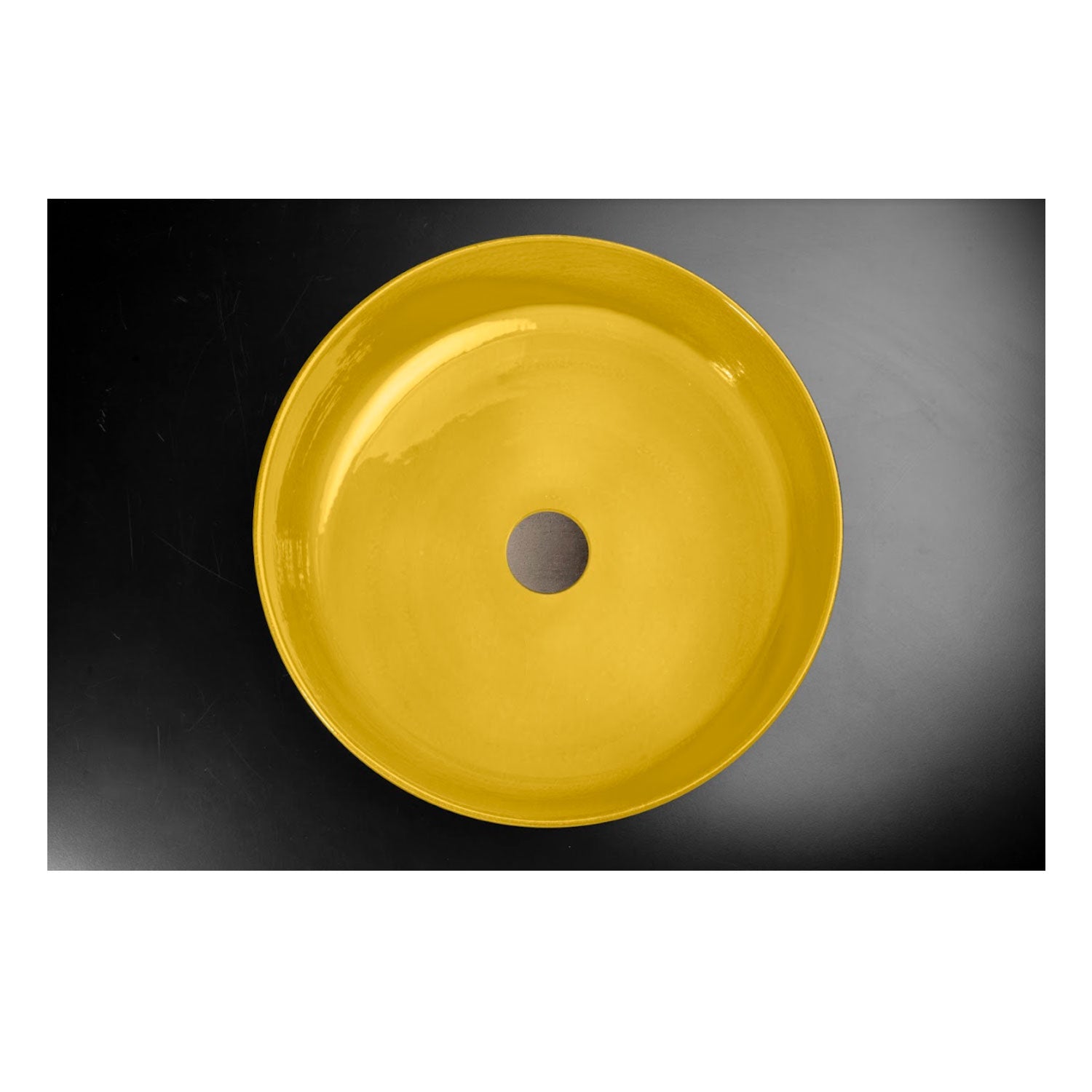 Lavandino da appoggio in argilla cm 42x16h serie Indextinta by Cipi - interno Giallo mostarda