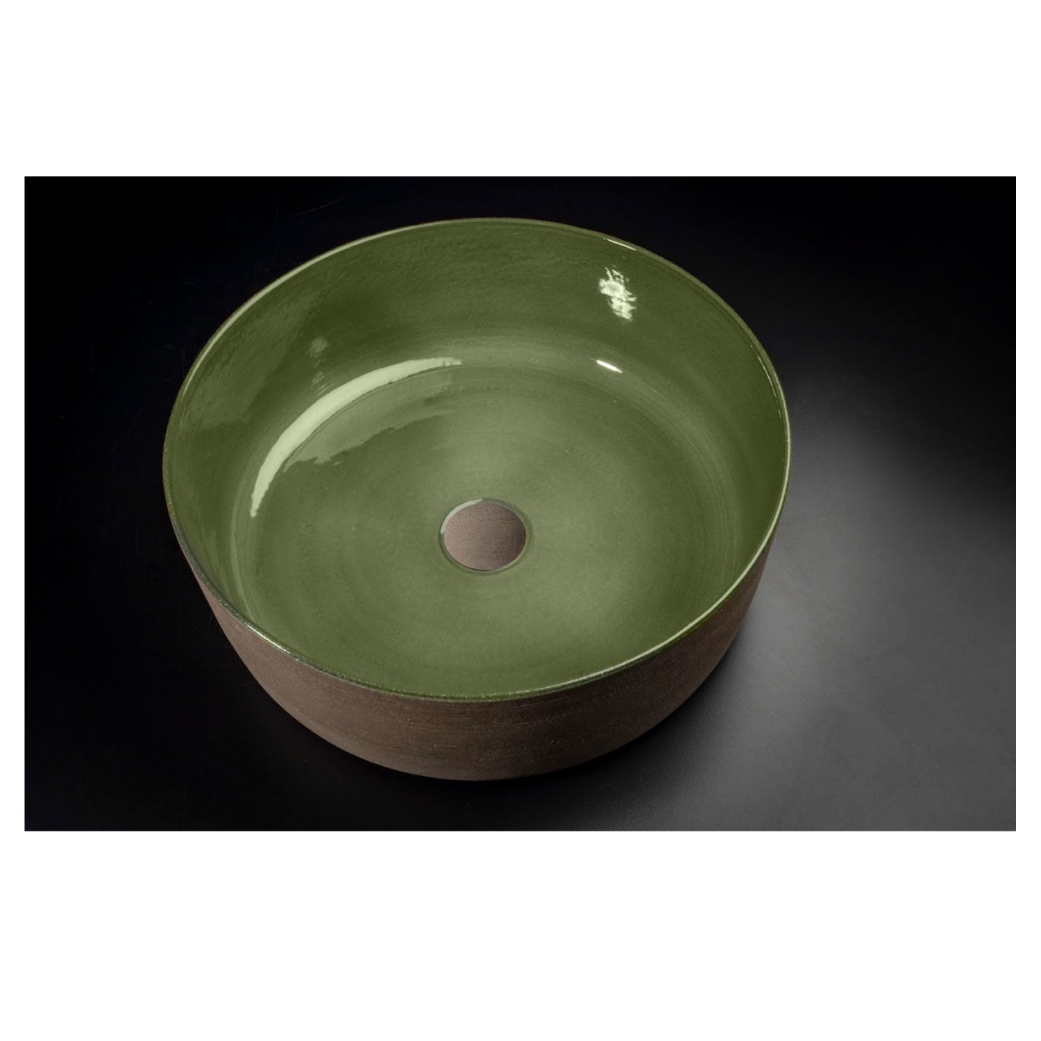 Lavandino da appoggio in argilla cm 42x16h serie Indextinta by Cipi - interno Smeraldo Buddah