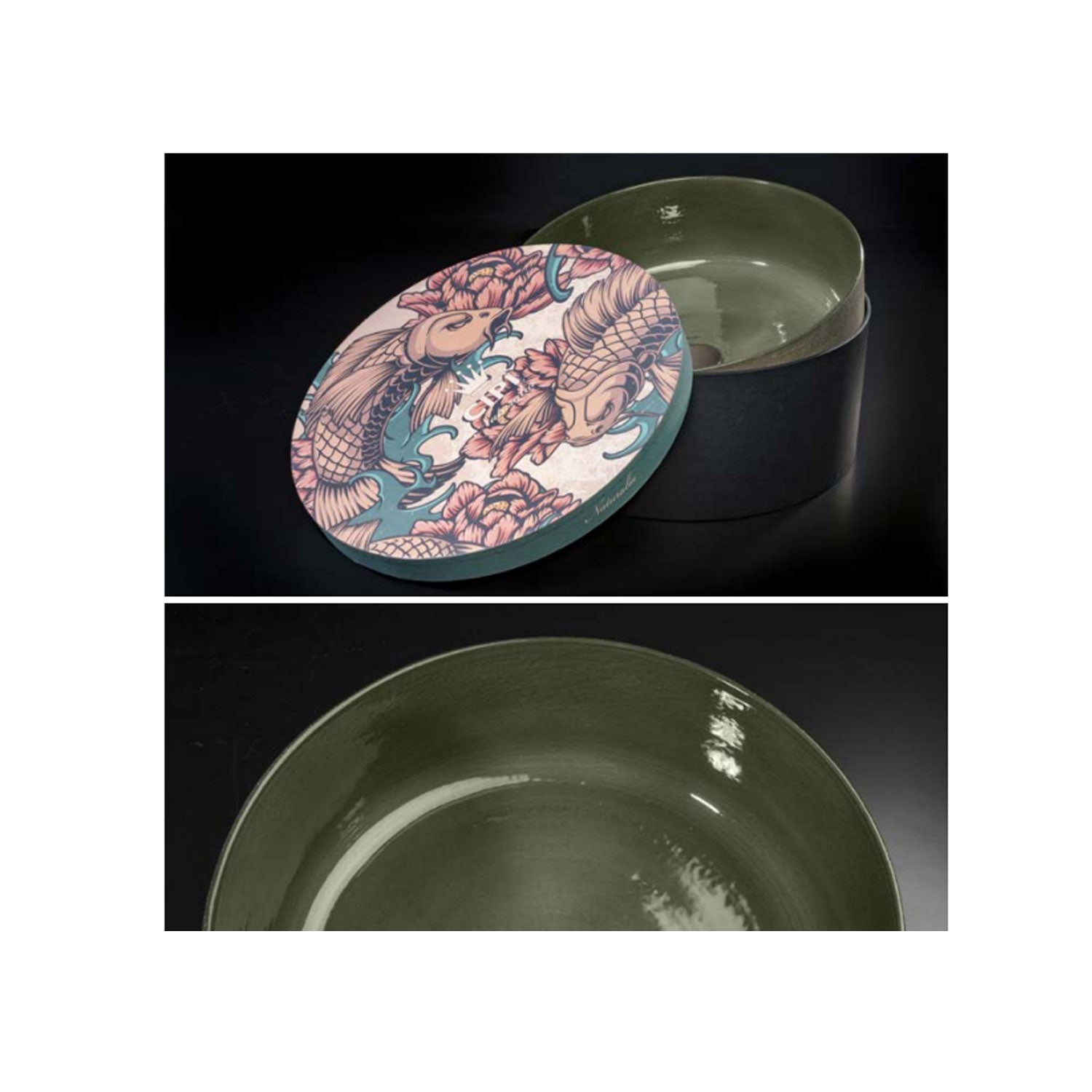 Lavandino da appoggio in argilla cm 42x16h serie Indextinta by Cipi - interno Smeraldo Buddah