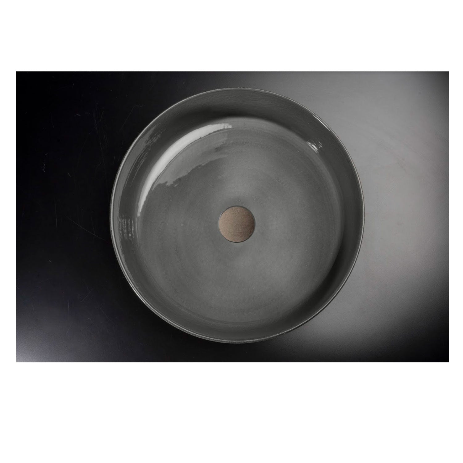 Lavandino da appoggio in argilla cm 42x16h serie Indextinta by Cipi - interno Grigio fumo