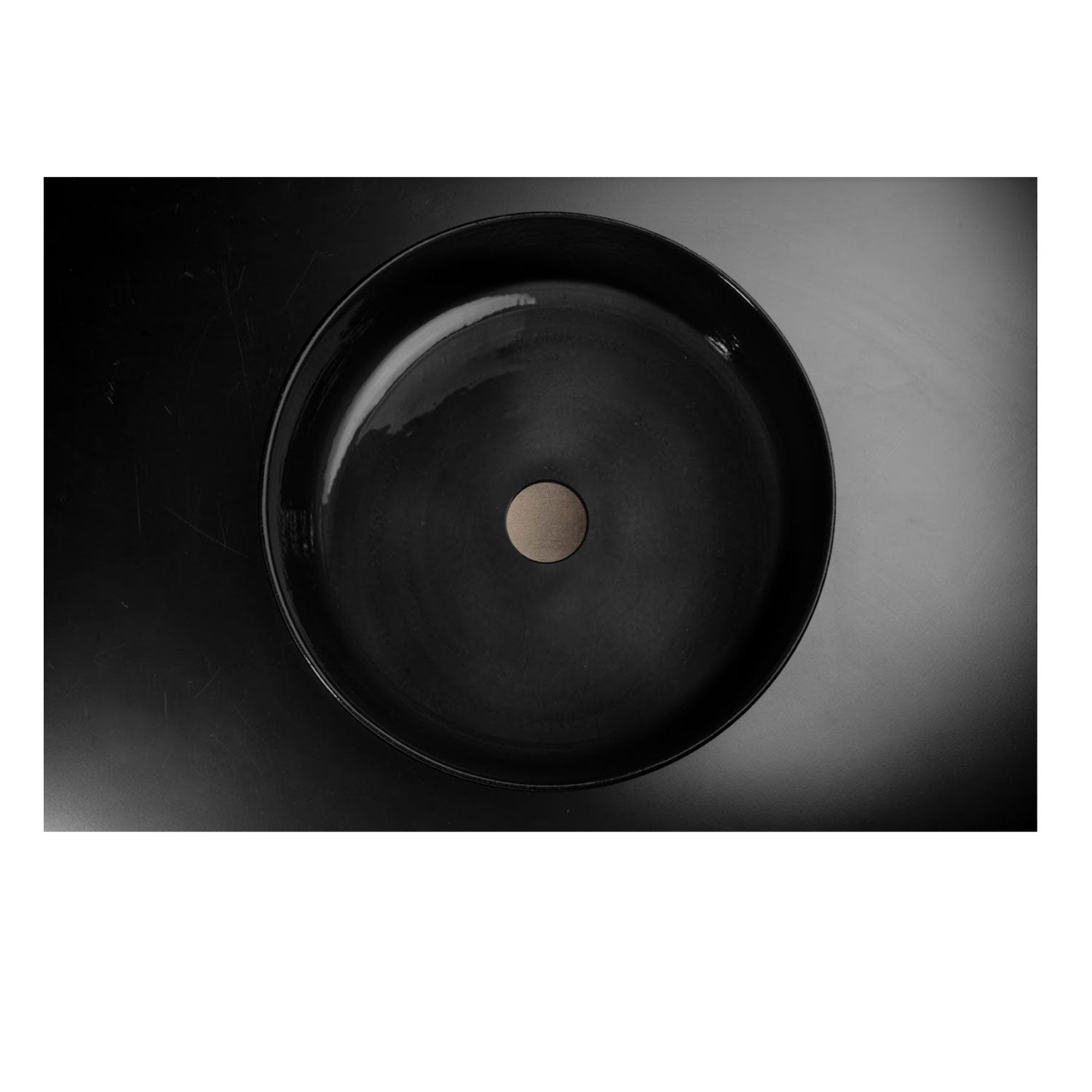 Lavandino da appoggio in argilla cm 42x16h serie Indextinta by Cipi - interno Nero lucido