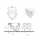 Wc filomuro con scarico traslato serie Skip 55 in ceramica con coprivaso chiusura tradizionale - Disegno Ceramica