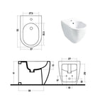 Santari filomuro serie Skip 55 in ceramica bianca con coprivaso chiusura softclose- Disegno Ceramica