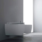 Santari sospesi serie Skip 55 in ceramica bianca con coprivaso chiusura softclose- Disegno Ceramica