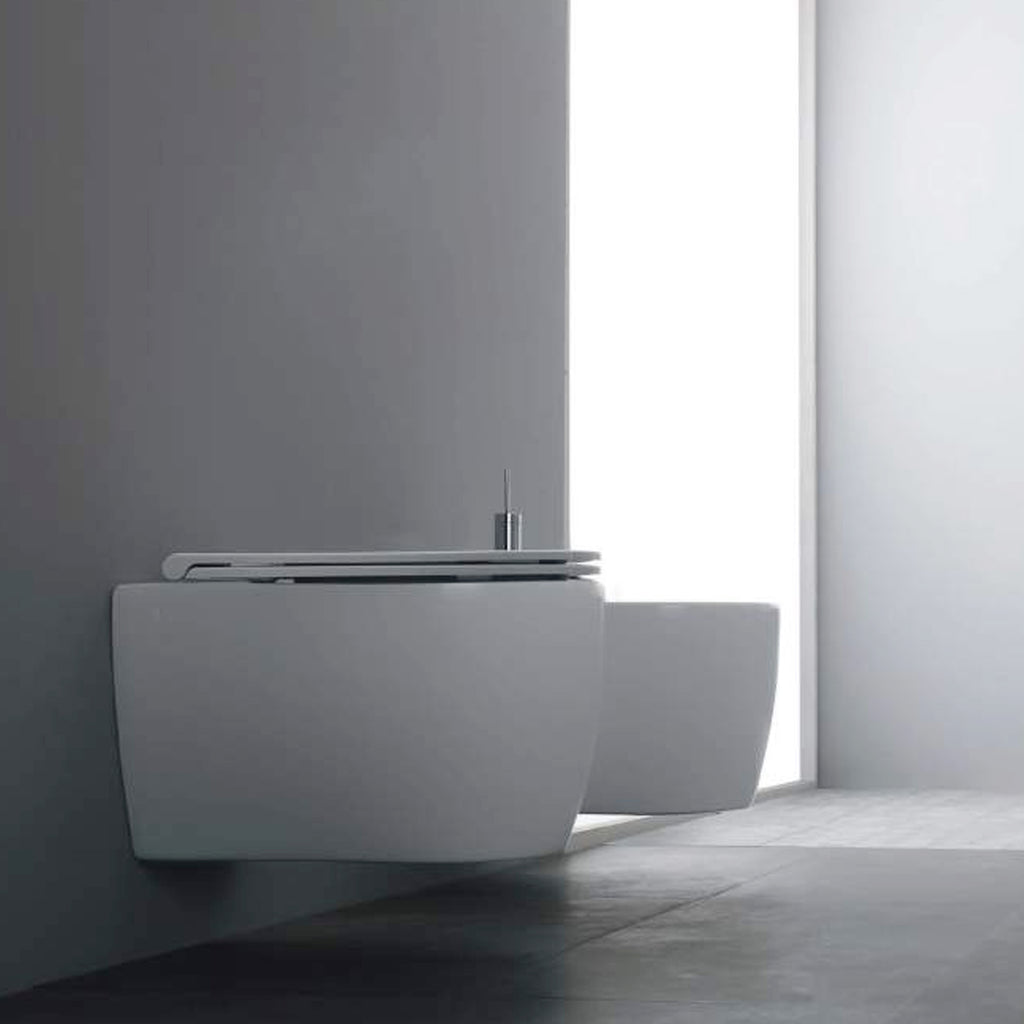 Wc sospeso serie Skip 50 in ceramica con coprivaso chiusura tradizionale- Disegno Ceramica