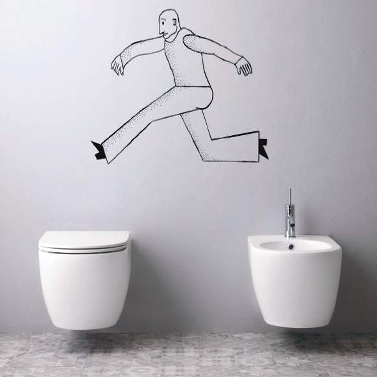 Santari sospesi serie Skip 50 in ceramica bianca con coprivaso chiusura softclose- Disegno Ceramica