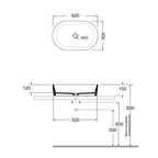 Lavabo da appoggio Ceramica Azzurra modello Zeta 62x40 cm