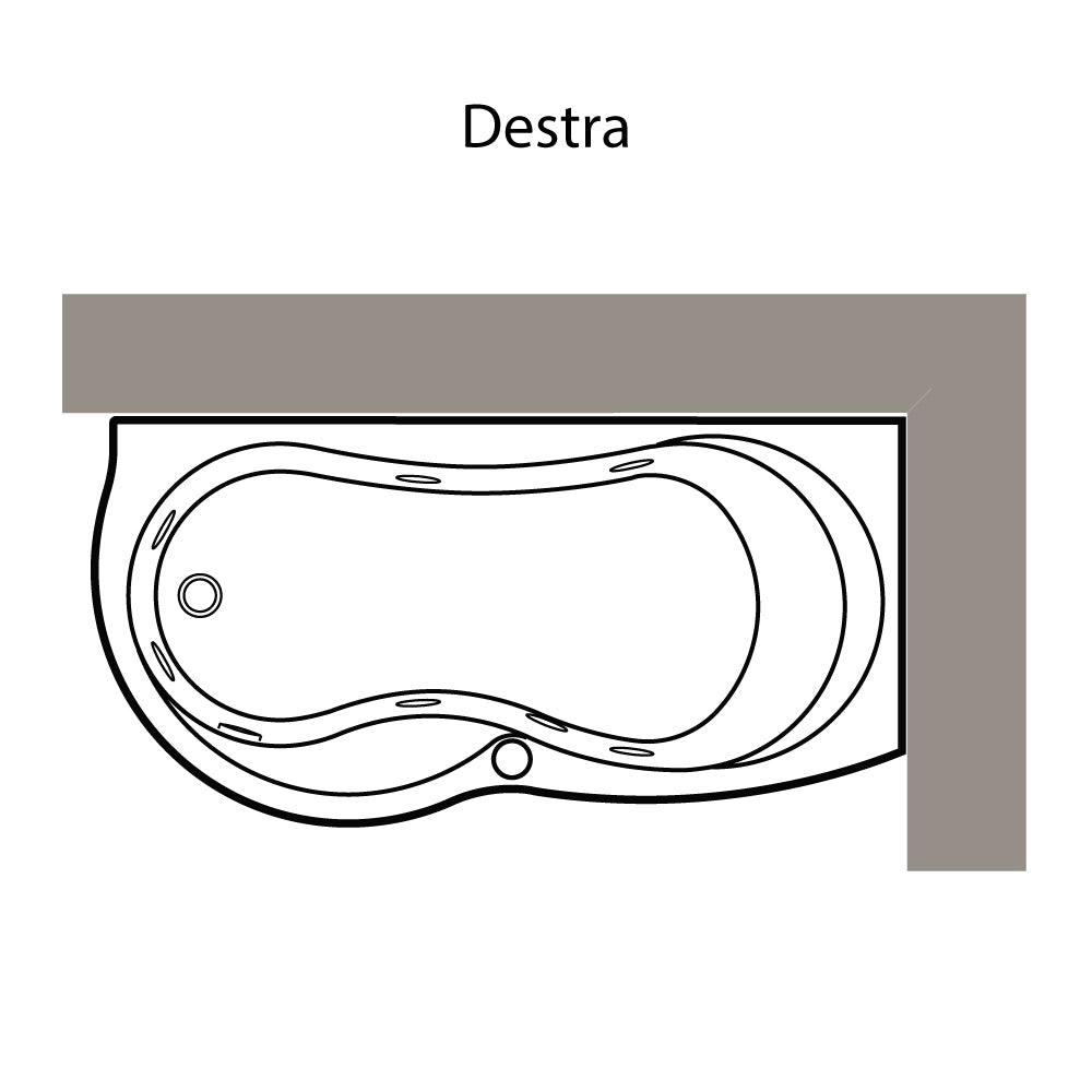 Vasca Bagno angolare Venus in acrilico con idromassaggio cm 170x70 versione destra