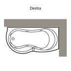 Vasca Bagno angolare Venus in acrilico con idromassaggio cm 170x70 versione destra