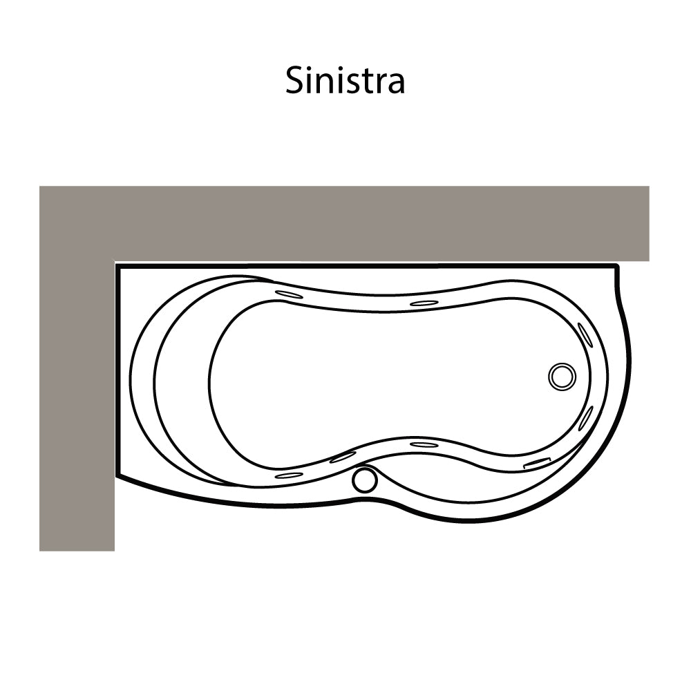 Vasca Bagno angolare Venus in acrilico con idromassaggio cm 170x70 versione sinistra
