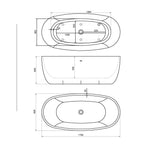 Vasca centro stanza modello Naiade Freestanding cm 170x80x60