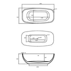Vasca centro stanza modello Quarzo Freestanding cm 180x87x60