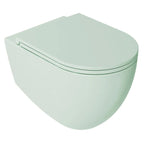 Sanitari sospesi Rimless con copriwater Soft Close BathCore serie Infinity 53x36,5xH40 cm Menta Opaco