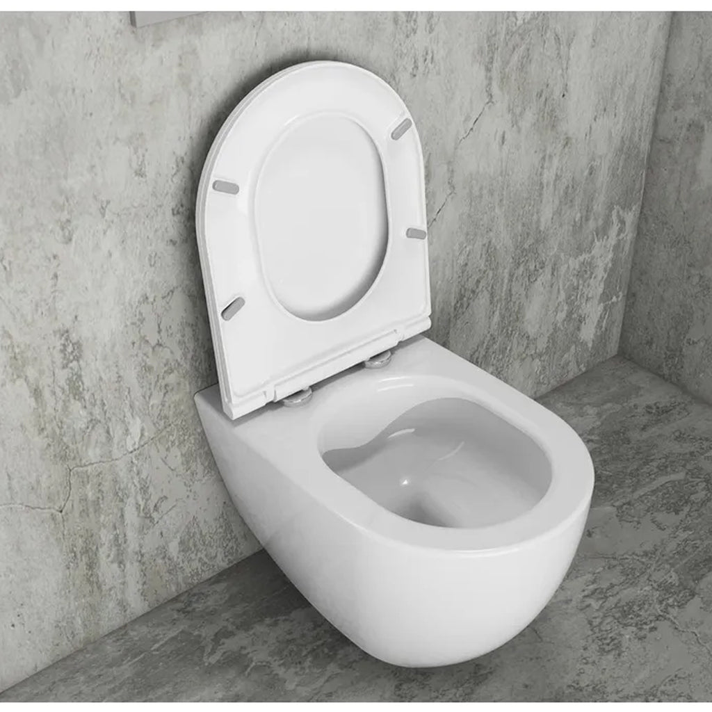 Sanitari sospesi Rimless con copriwater Soft Close BathCore serie Infinity 53x36