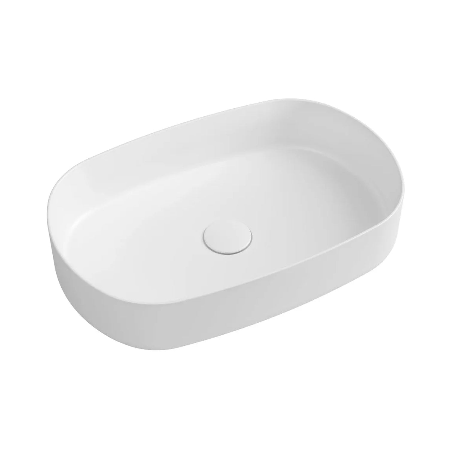 Lavabo da appoggio ovale in ceramica bianco lucido BathCore serie Infinity cm 55x36