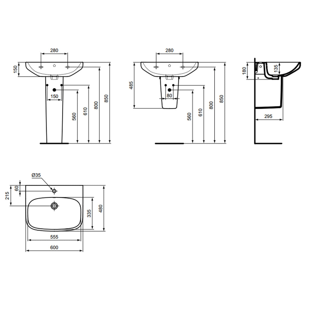 Lavabo sospeso Ideal Standard modello I.life A 60x48 cm