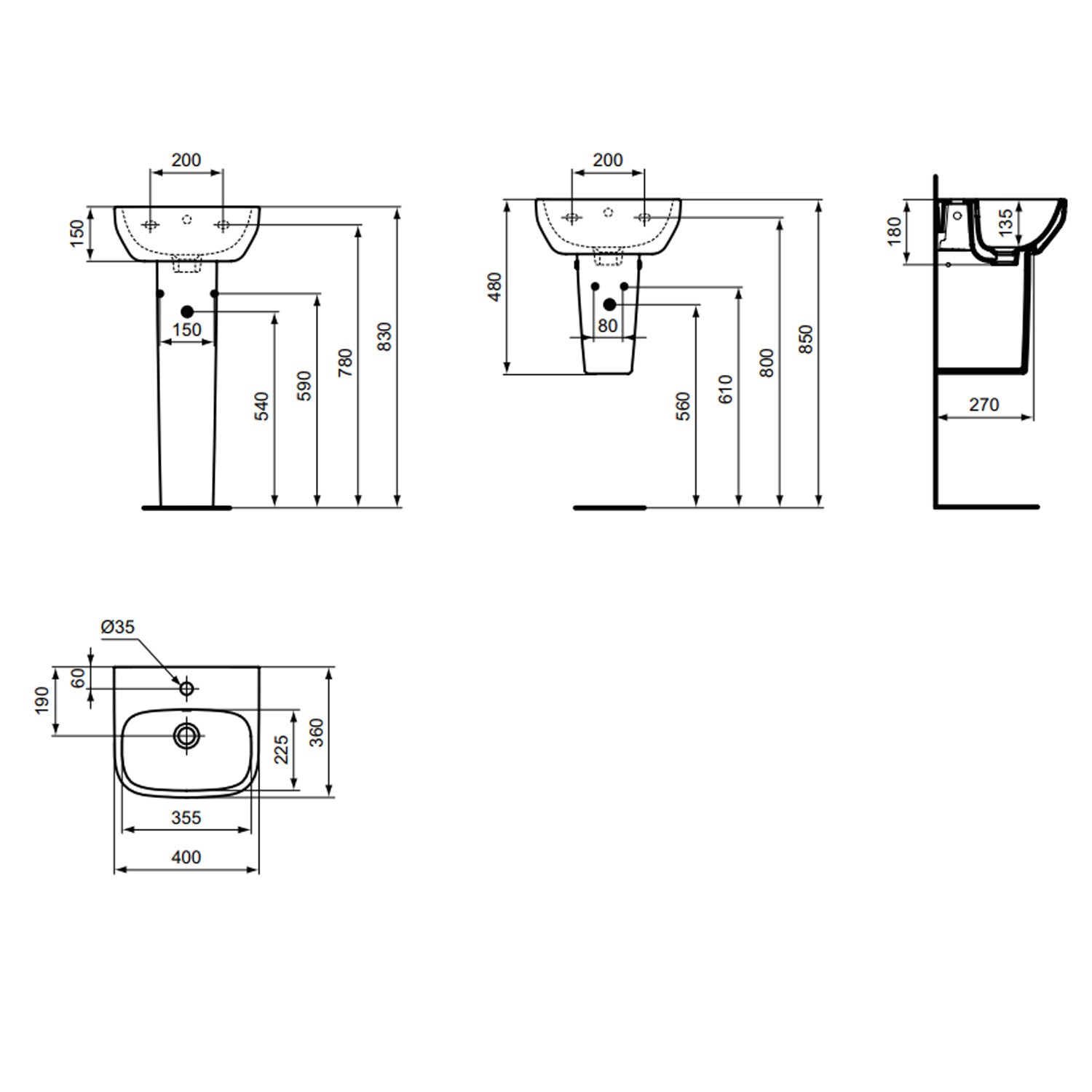 Lavabo sospeso Ideal Standard modello I.life A 40x36 cm