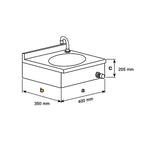Lavamani in acciaio inox con comando a ginocchio cm 40x35x20