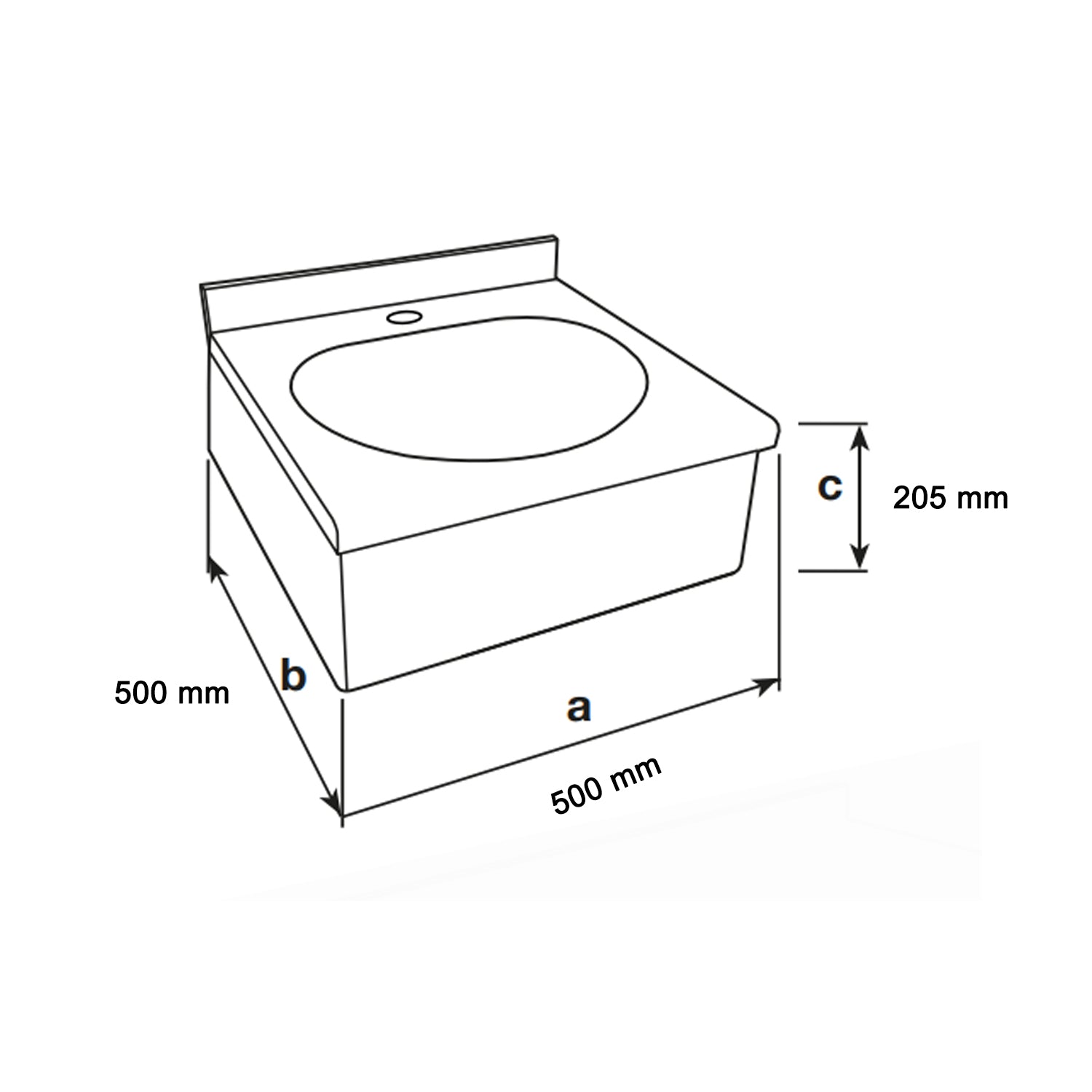 Lavamani in acciaio inox con vasca semisferica BathCore cm 50x50x20