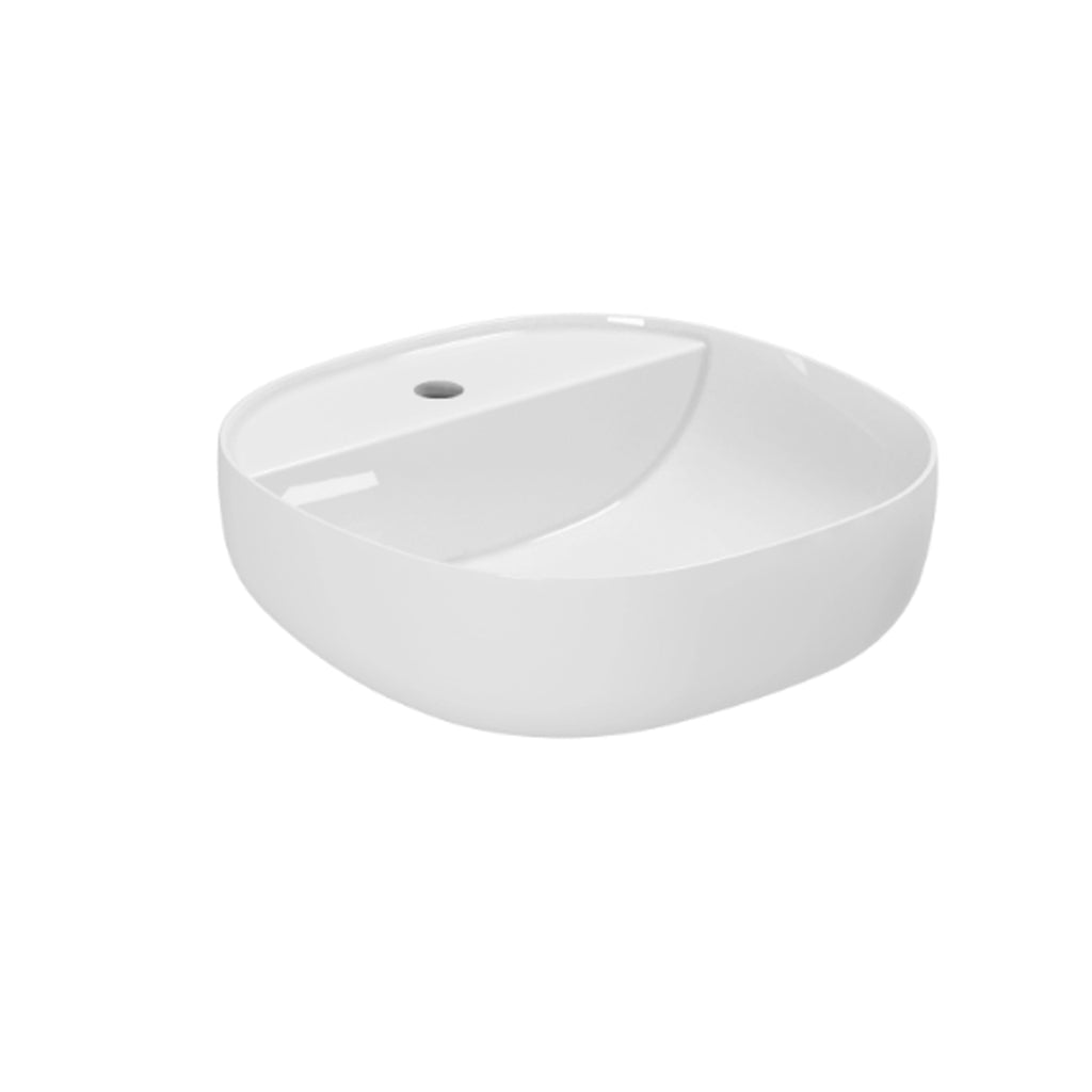Lavabo da appoggio Azzurra Elegance Zip 45x45 cm con foro rubinetteria - Bianco lucido
