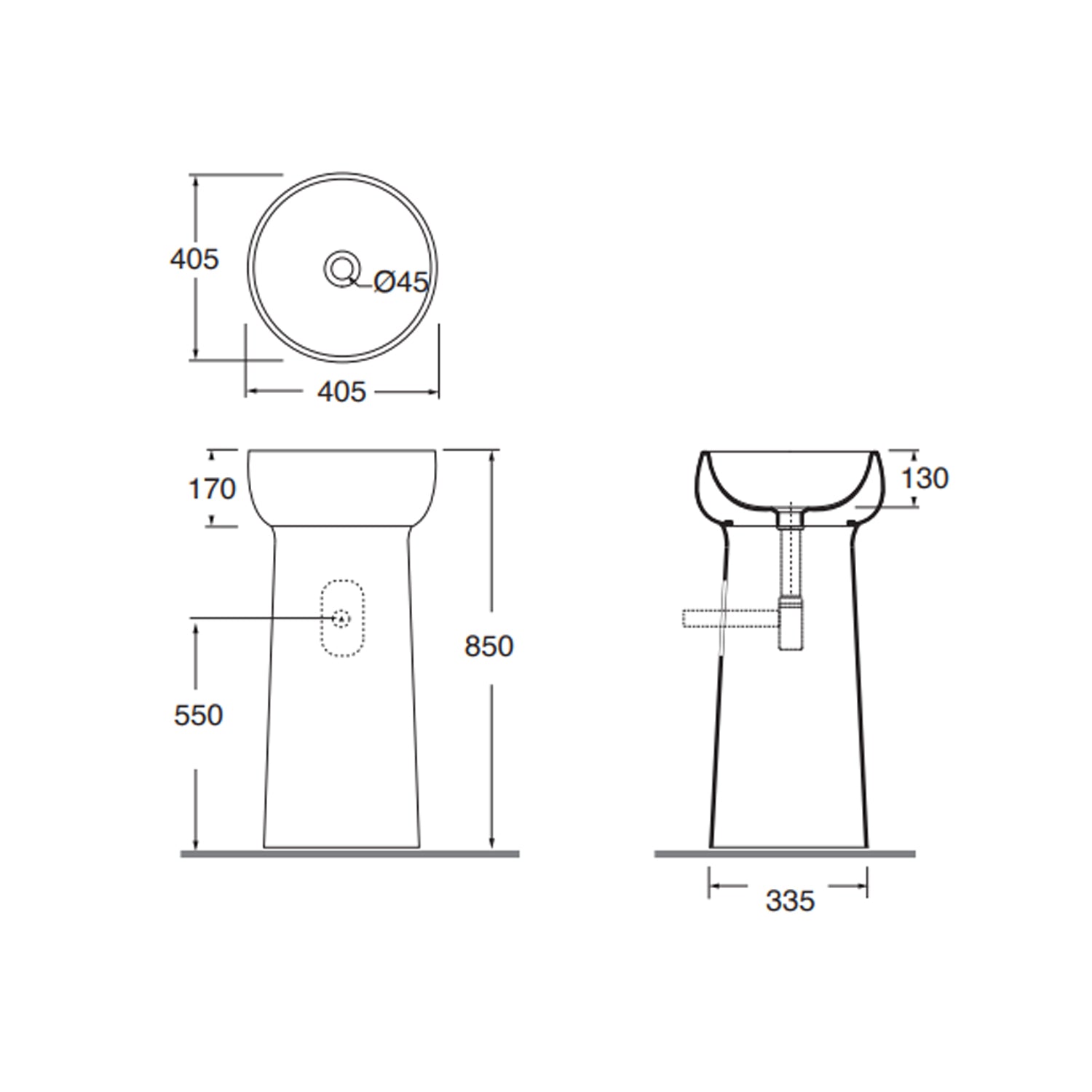 Lavabo freestanding Azzurra Graal Ã˜40