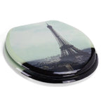 Copriwater wc con stampa Torre Eiffel in MDF colore grigio