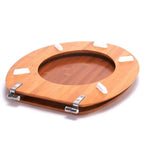 Copriwater in bambÃ¹ di colore marrone con cerniere in acciaio inox