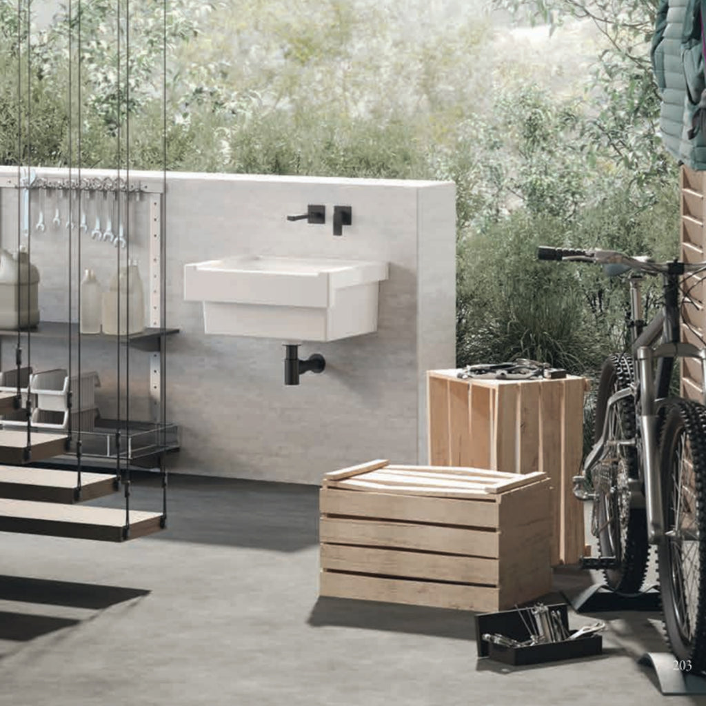 Lavabo sospeso in ceramica  Xilon Lavarredo cm 51x50 colore bianco lucido