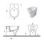 Santari filomuro serie Touch54 in ceramica bianca con coprivaso chiusura softclose- Disegno Ceramica