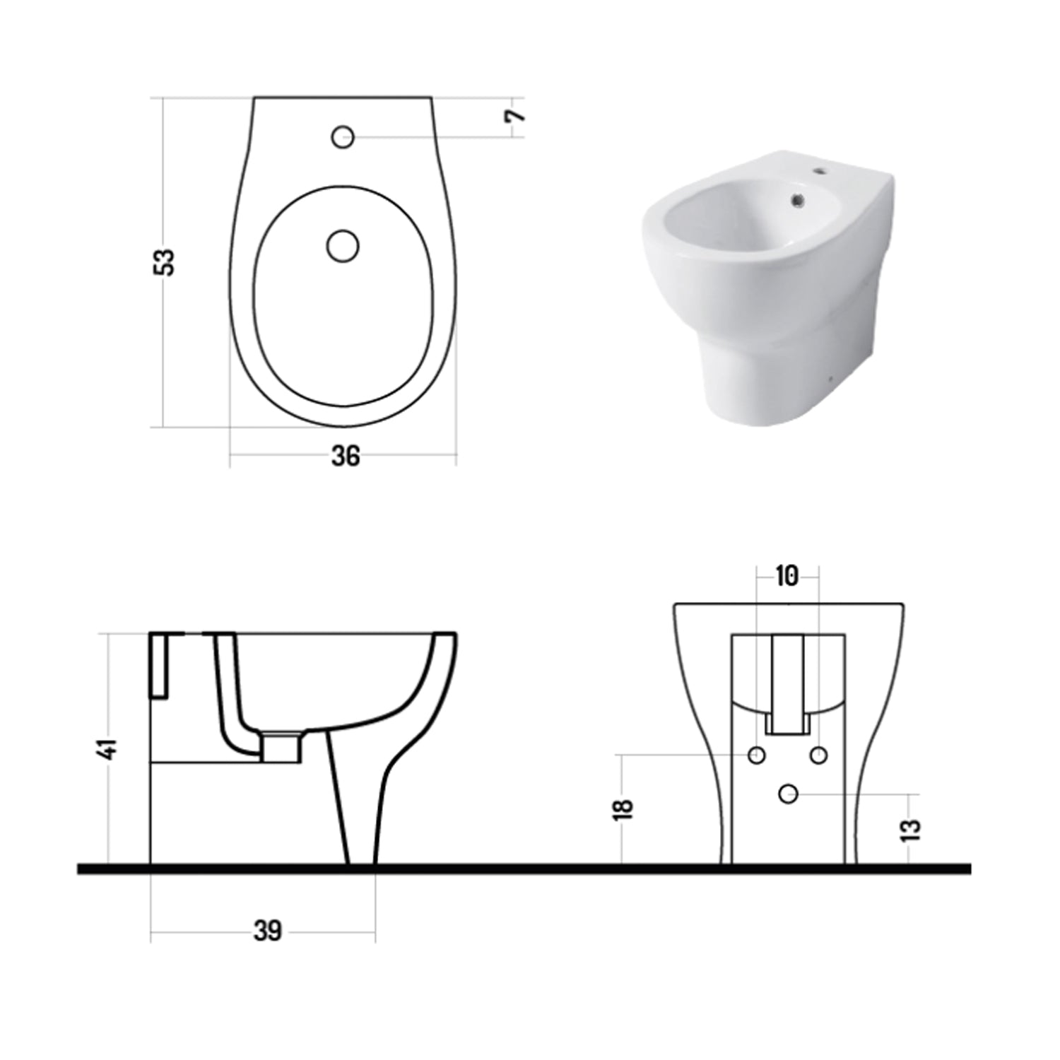 Santari filomuro serie Touch54 in ceramica bianca con coprivaso chiusura softclose- Disegno Ceramica