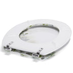 Sedile WC in MDF con motivo floreale e cerniere in Acciaio Inox - Bianco