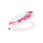 Sedile WC modello Lanyu in MDF con cerniere in Acciaio Inox - Rosa e Bianco