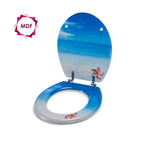 Sedile WC modello Paradise in MDF con cerniere in Acciaio Inox - Blu