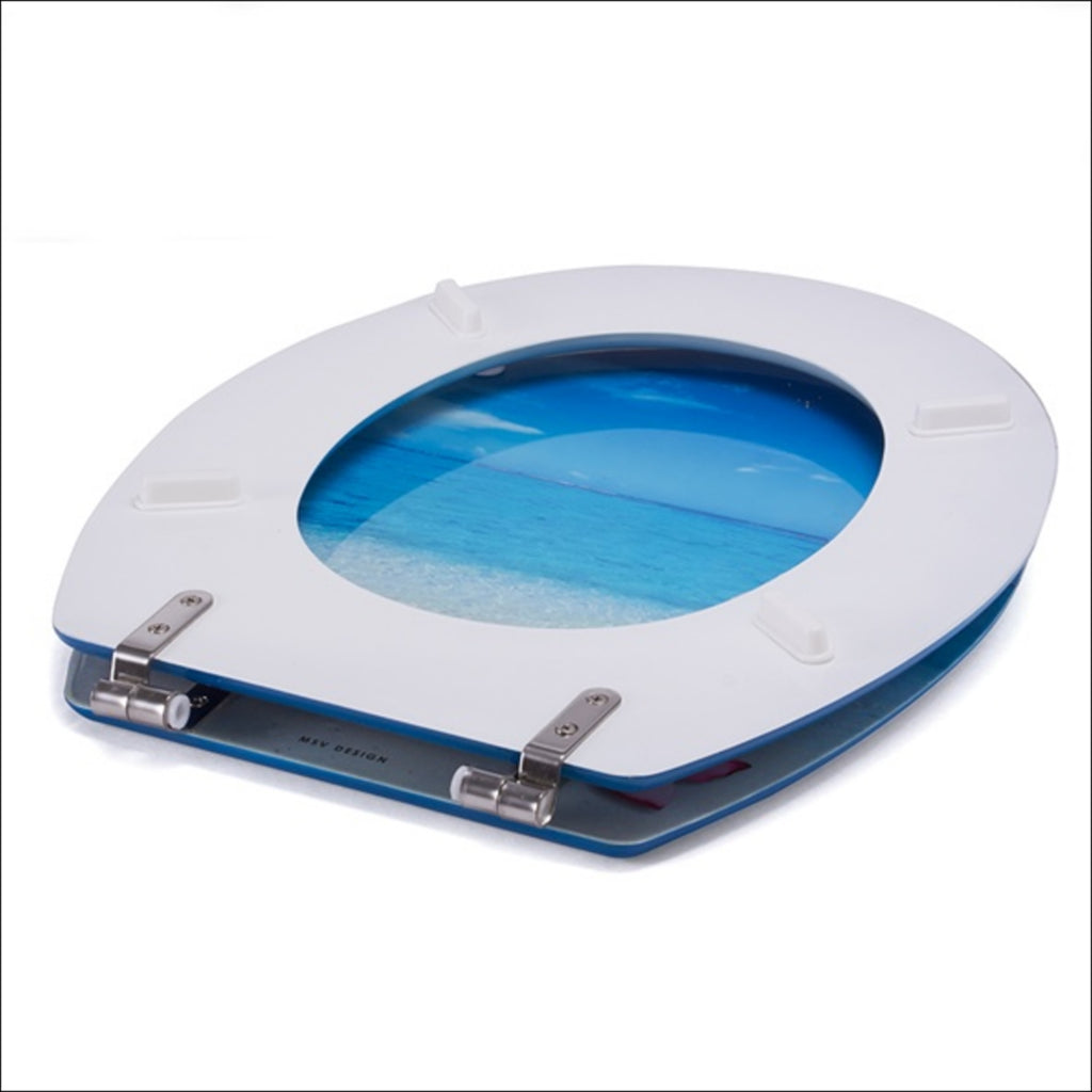Sedile WC modello Paradise in MDF con cerniere in Acciaio Inox - Blu