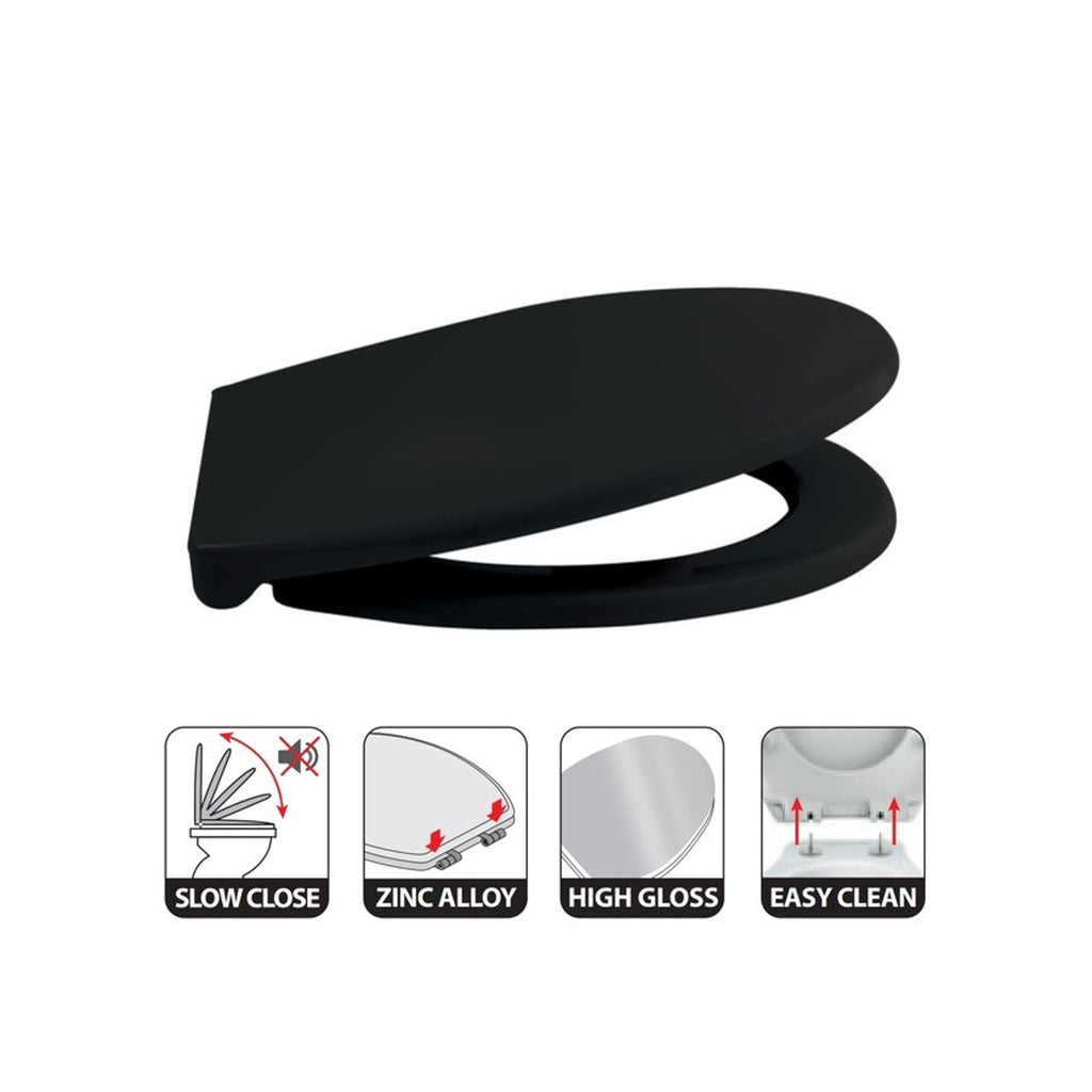 Sedile WC modello Harry in Polipropilene e cerniere in Zinco - Nero