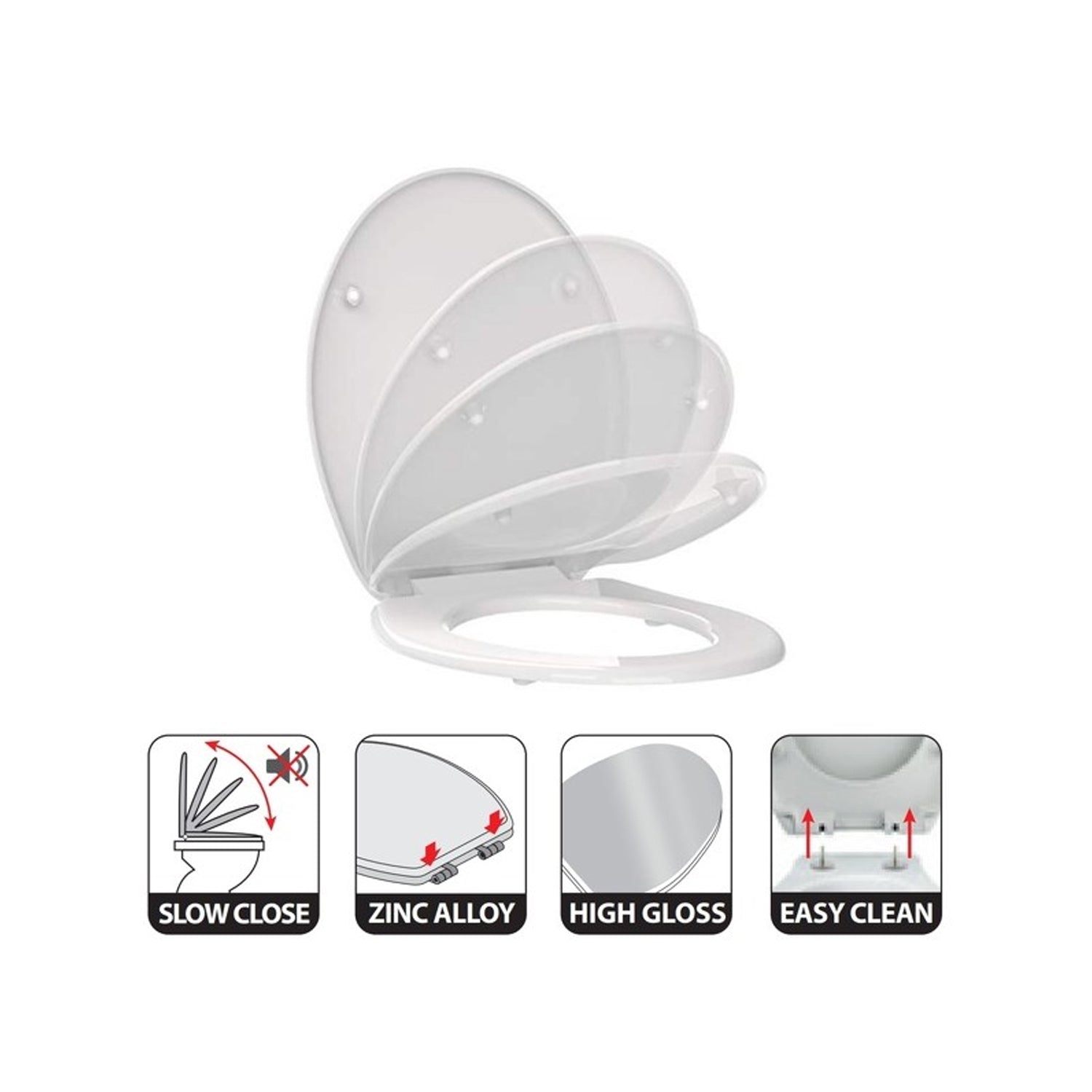 Sedile WC modello Harry in Polipropilene e cerniere in Zinco - Bianco