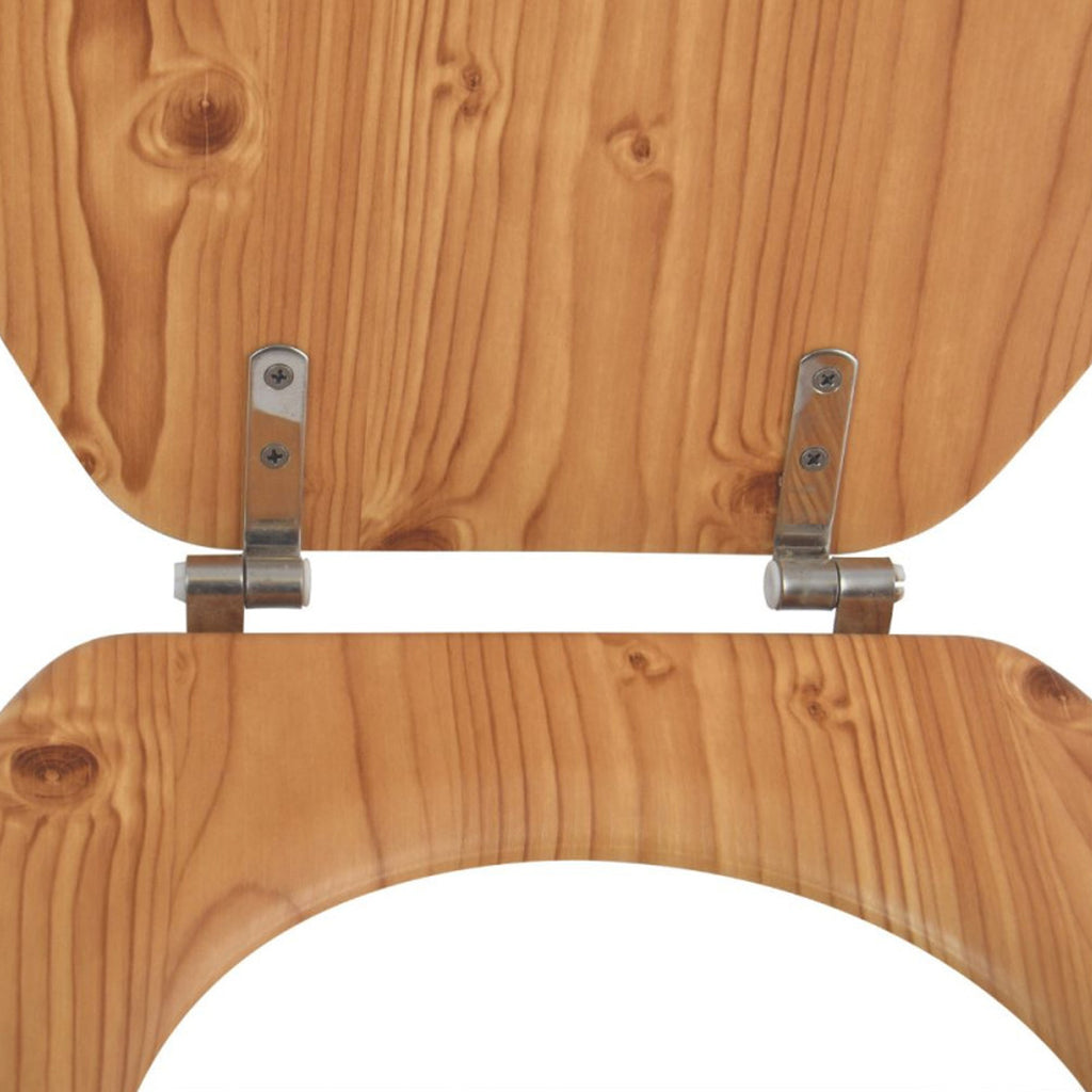 Sedile WC in MDF con cerniere in Acciaio Inox - Pino Marrone