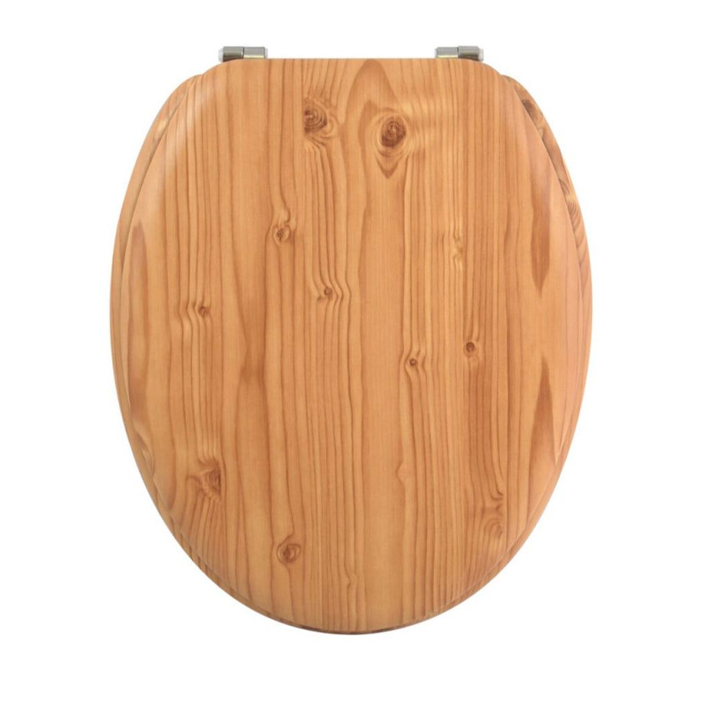 Sedile WC in MDF con cerniere in Acciaio Inox - Pino Marrone