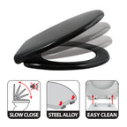 Sedile WC termoresistente Easy Clip con cerniere in Acciaio Inox - Nero