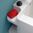 Lavabo sospeso Azzurra Anfibio 60x50 cm con piano in legno - Bianco lucido