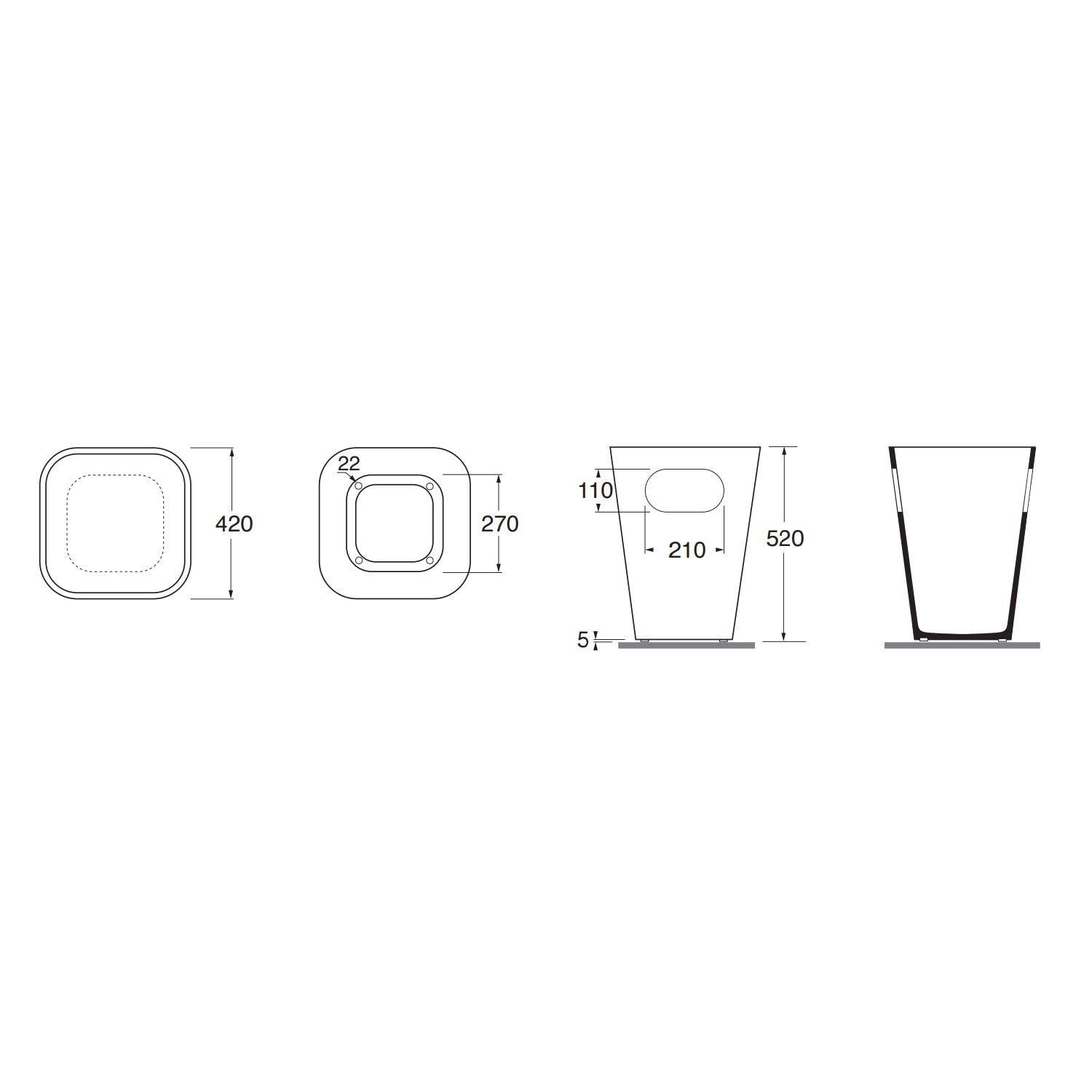 Lavabo Azzurra Tandem con cesto contenitore 44x43 cm - Bianco lucido