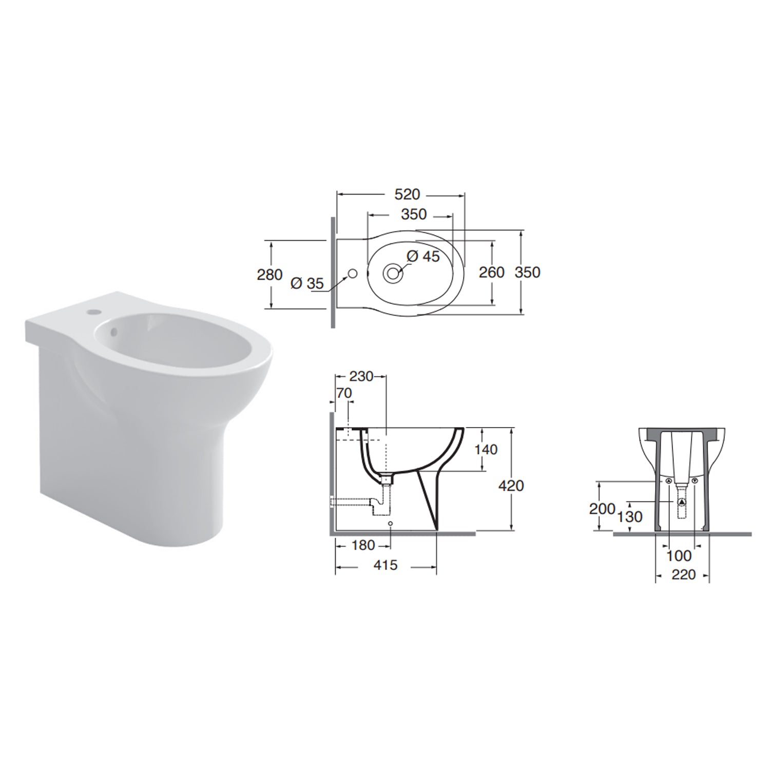 Coppia sanitari filomuro Ceramica Azzurra modello Clik 52x35 cm con sedile Softclose