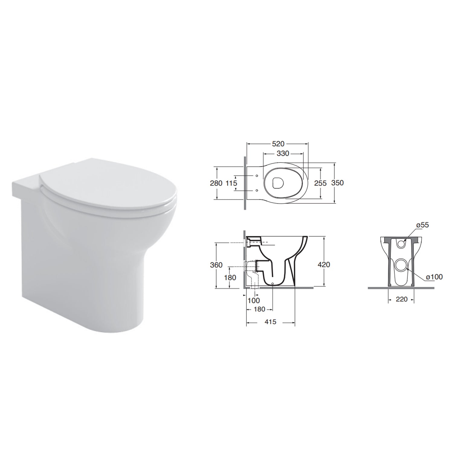 Coppia sanitari filomuro Ceramica Azzurra modello Clik 52x35 cm con sedile Softclose
