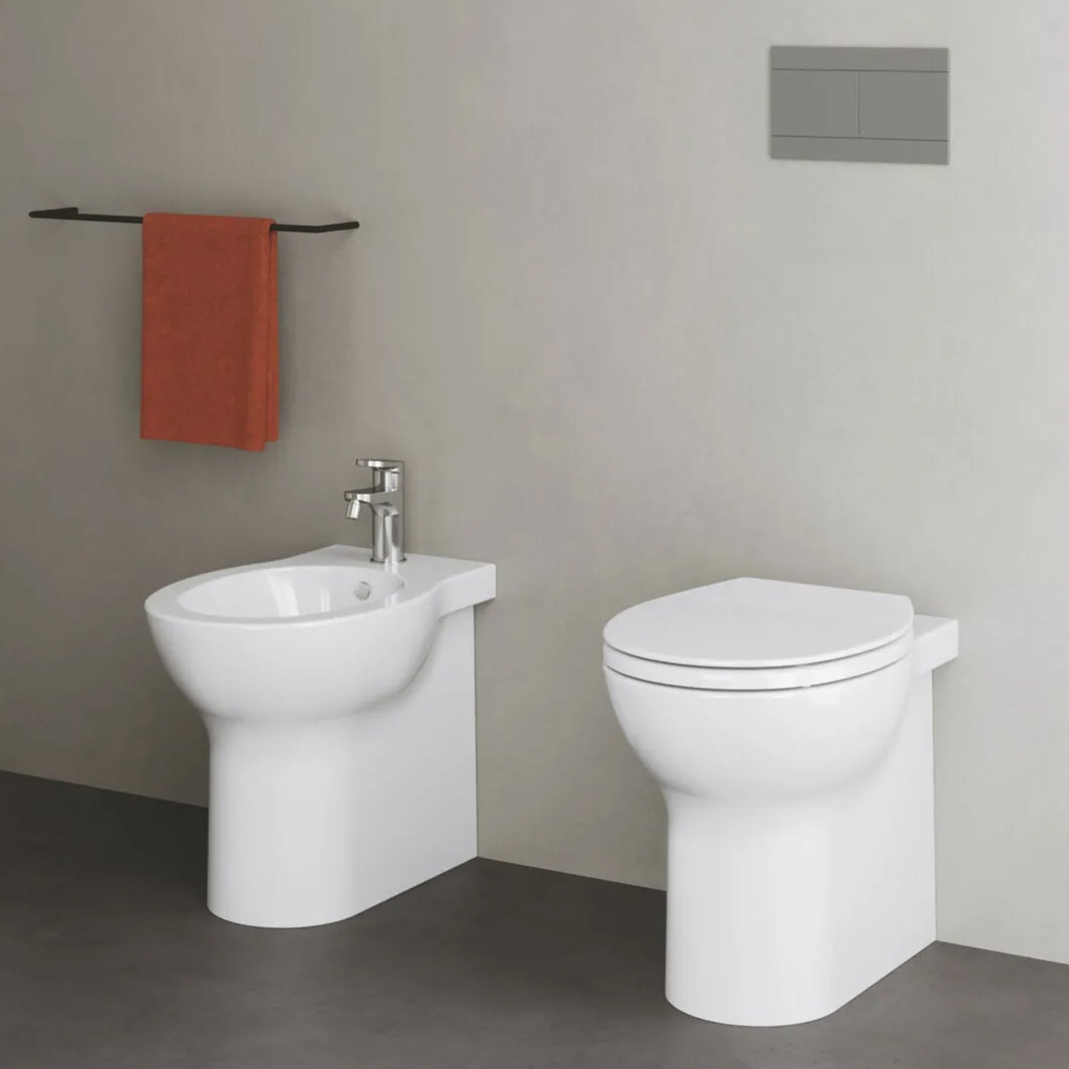 Coppia sanitari filomuro Ceramica Azzurra modello Clik 52x35 cm con sedile Softclose