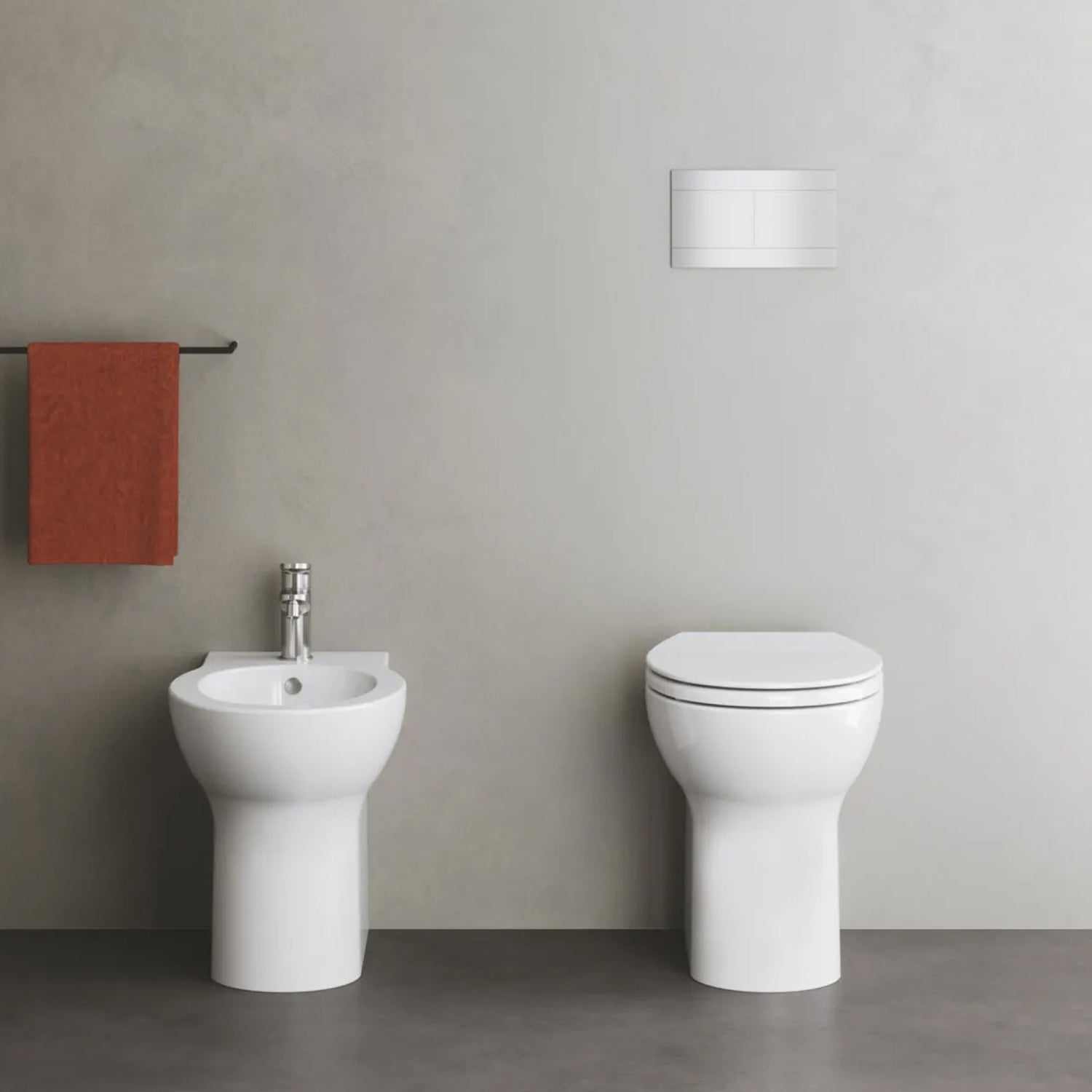 Coppia sanitari filomuro Ceramica Azzurra modello Clik 52x35 cm con sedile Softclose