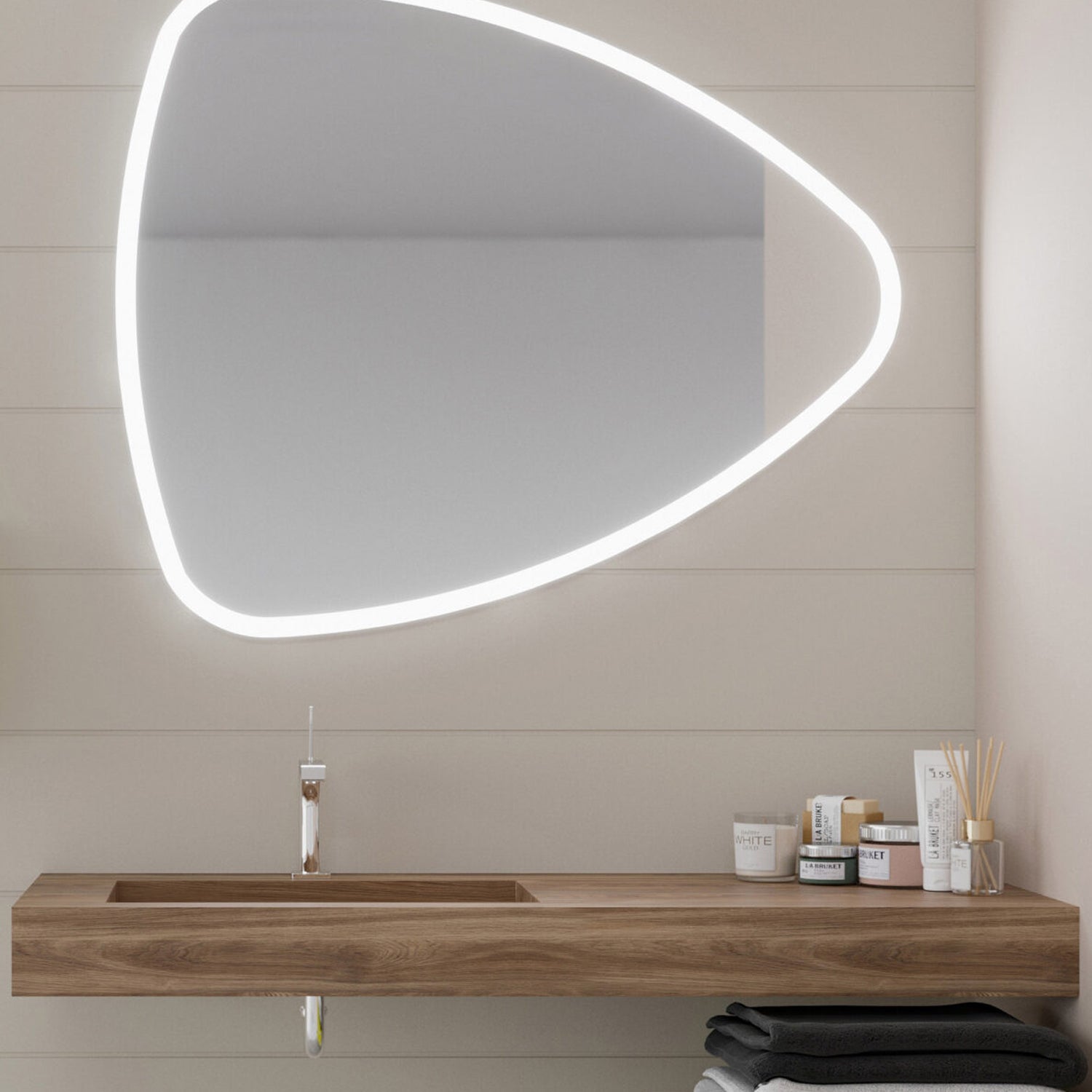 Lavabo in HPL con vasca a sinistra e piano d'appoggio a destra cm 120 color miele 2623/26