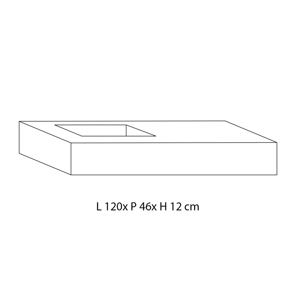 Lavabo in HPL con vasca a sinistra e piano d'appoggio a destra cm 120 color miele 2623/26